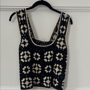 Sandro Paris Crochet Knit Top